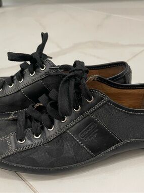 Vintage Coach Women’s Black Leather & Canvas Low-Top Sneakers